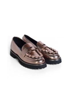 New York Rose Gold Embellished Loafers