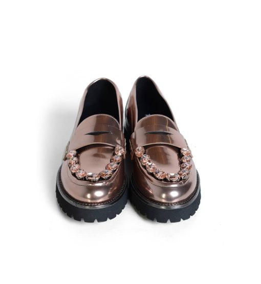⁦New York Rose Gold Embellished Loafers⁩ - الصورة ⁦7⁩