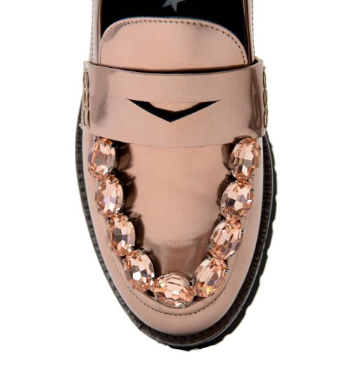 ⁦New York Rose Gold Embellished Loafers⁩ - الصورة ⁦3⁩