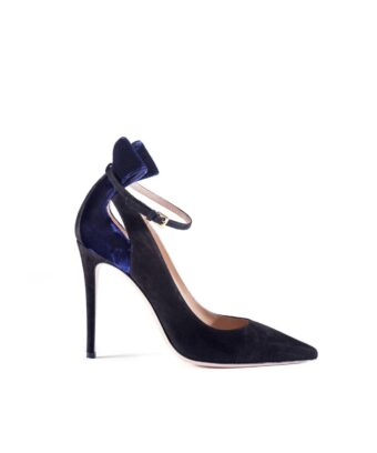 Velvet Bow Embellished Suede Pumps