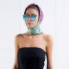 Deste Printed silk twill crown acquamarine scarf 4
