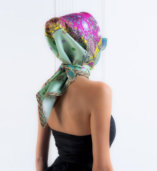 ⁦The Crown Aquamarine Printed Silk-twill Scarf⁩ - الصورة ⁦5⁩