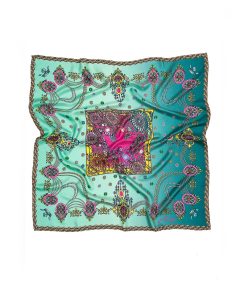 Deste Printed silk twill crown acquamarine scarf 8