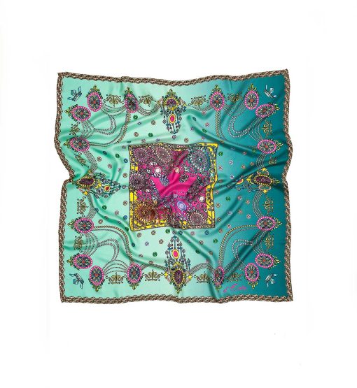 ⁦The Crown Aquamarine Printed Silk-twill Scarf⁩ - الصورة ⁦2⁩