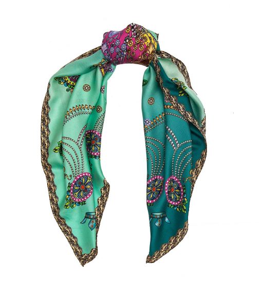 ⁦The Crown Aquamarine Printed Silk-twill Scarf⁩ - الصورة ⁦3⁩