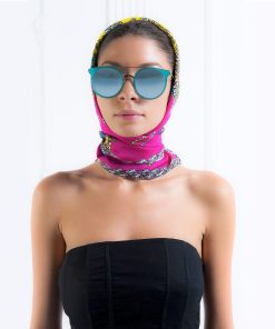 Deste Printed silk twill crown fuchsia scarf 3