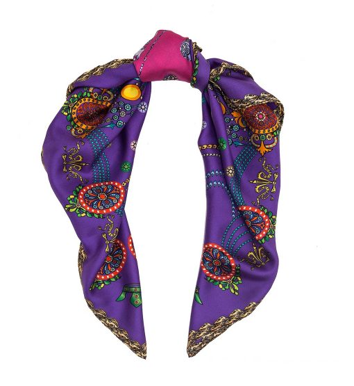 ⁦The Crown Violet Printed Silk-twill Scarf⁩ - الصورة ⁦3⁩