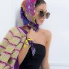 Deste Printed silk twill crown purple scarf 2