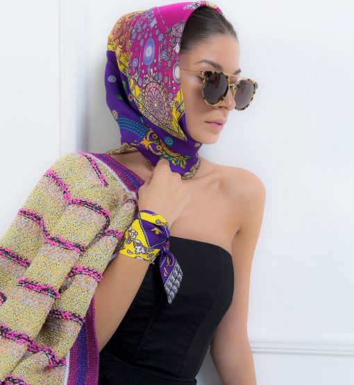 ⁦The Crown Violet Printed Silk-twill Scarf⁩ - الصورة ⁦4⁩