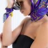 Deste Printed silk twill crown purple scarf 4