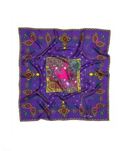 Deste Printed silk twill crown purple scarf 8
