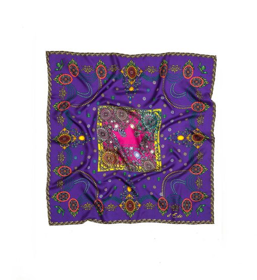 ⁦The Crown Violet Printed Silk-twill Scarf⁩ - الصورة ⁦2⁩