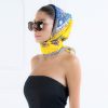 Deste Printed silk twill crown yellow gold scarf 7