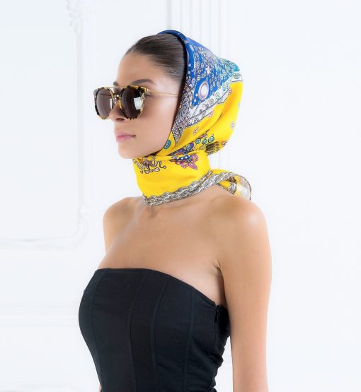 ⁦The Crown Yellow Printed Silk-twill Scarf⁩ - الصورة ⁦3⁩