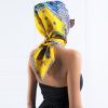 Deste Printed silk twill crown yellow gold scarf 8