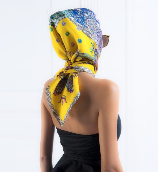⁦The Crown Yellow Printed Silk-twill Scarf⁩ - الصورة ⁦4⁩