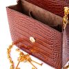 First date cognac leather croc effect chain bag 8