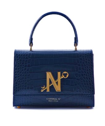 Opèra Croc Effect blue leather shoulder bag MTO