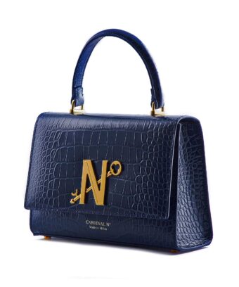 Alternative view of Opèra Croc Effect blue leather shoulder bag MTO