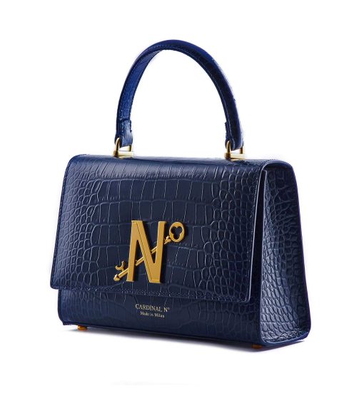 ⁦Opèra Croc Effect blue leather shoulder bag MTO⁩ - الصورة ⁦2⁩