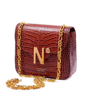 Alternative view of First Date small croc-effect cognac leather shoulder bag MTO