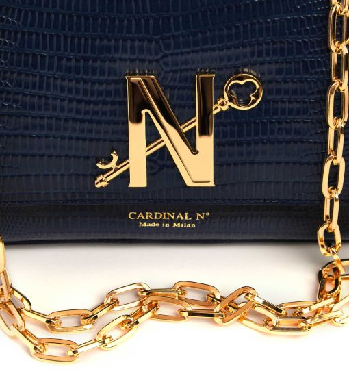 ⁦Opèra night lizard-effect blue leather chain bag MTO⁩ - الصورة ⁦4⁩
