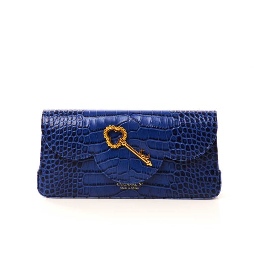 ⁦Time 21 Secrets Croc effect blue leather shoulder bag MTO⁩ - الصورة ⁦5⁩