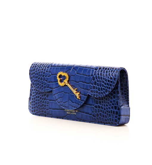⁦Time 21 Secrets Croc effect blue leather shoulder bag MTO⁩ - الصورة ⁦6⁩