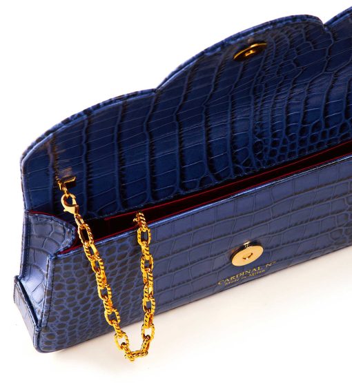 ⁦Time 21 Secrets Croc effect blue leather shoulder bag MTO⁩ - الصورة ⁦8⁩