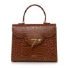 Cardinal N first lady 002 brown croc effect leather top handle bag 1