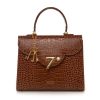 Cardinal N first lady 002 brown croc effect leather top handle bag 2