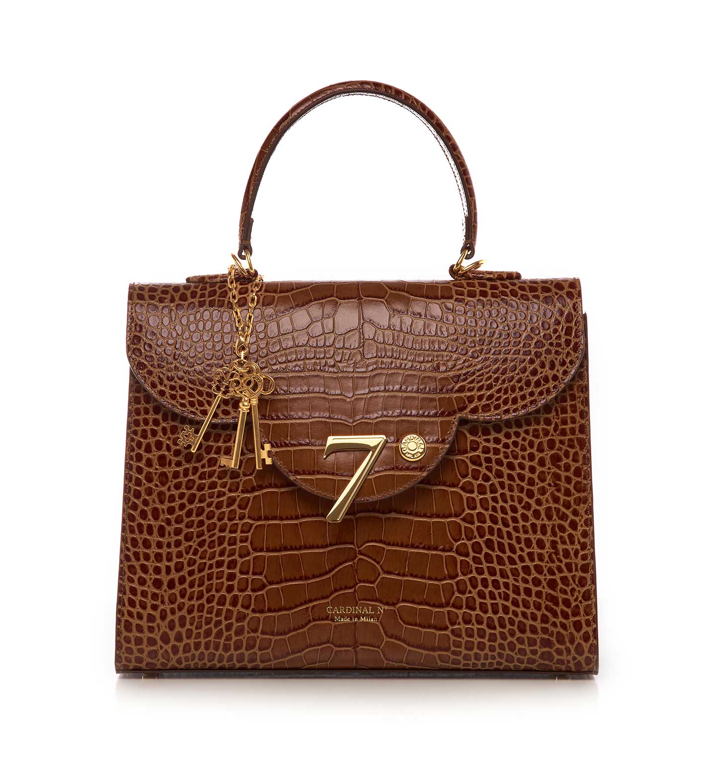 First Lady 002 croc effect brown leather shoulder bag MTO - Image 2