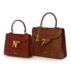 Cardinal N first lady 002 brown croc effect leather top handle bag 3