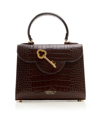 First Lady Secrets croc-effect chocolate brown leather bag MTO