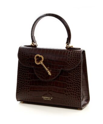Alternative view of First Lady Secrets croc-effect chocolate brown leather bag MTO
