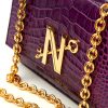 Cardinal N opera purple croc embossed leather top handle bag 10