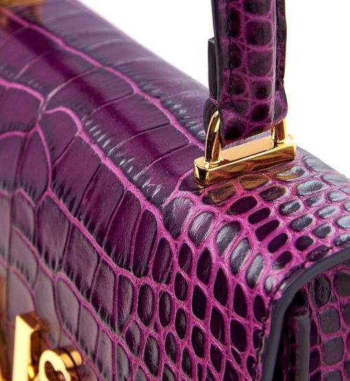 ⁦Opèra croc effect purple leather shoulder bag MTO⁩ - الصورة ⁦8⁩
