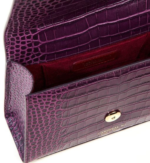 ⁦Opèra croc effect purple leather shoulder bag MTO⁩ - الصورة ⁦9⁩