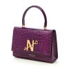 Cardinal N opera purple croc embossed leather top handle bag 2