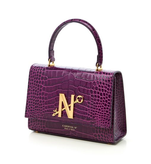 ⁦Opèra croc effect purple leather shoulder bag MTO⁩ - الصورة ⁦3⁩