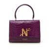Cardinal N opera purple croc embossed leather top handle bag 3