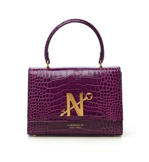 ⁦Opèra croc effect purple leather shoulder bag MTO⁩ - الصورة ⁦5⁩