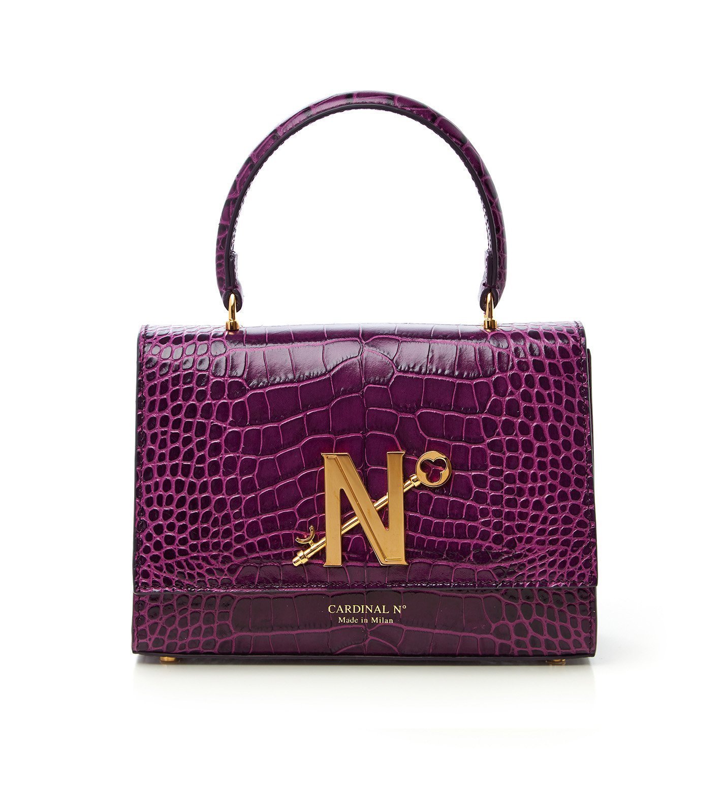 Opèra croc effect purple leather shoulder bag MTO - Image 5