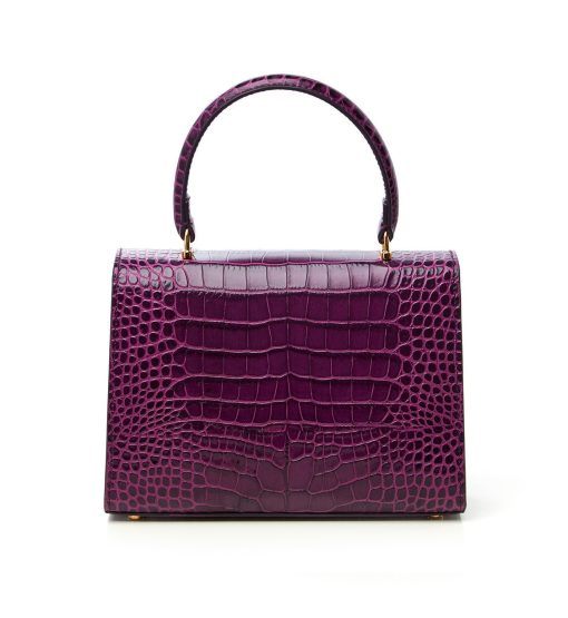 ⁦Opèra croc effect purple leather shoulder bag MTO⁩ - الصورة ⁦6⁩