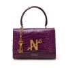 Cardinal N opera purple croc embossed leather top handle bag 6