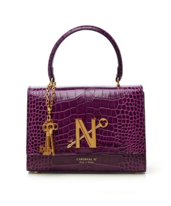 Opèra croc effect purple leather shoulder bag MTO