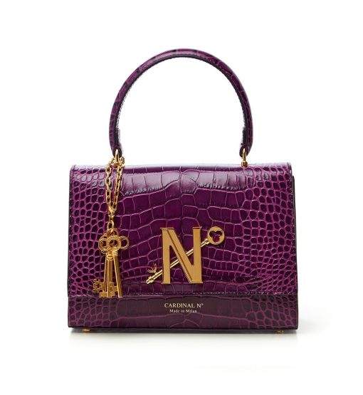 Opèra croc effect purple leather shoulder bag MTO
