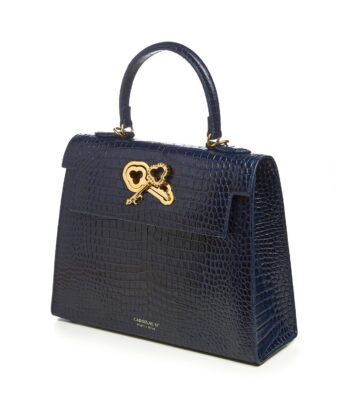Alternative view of Lady Cardinal Time Keys night blue croc embossed  leather bag MTO