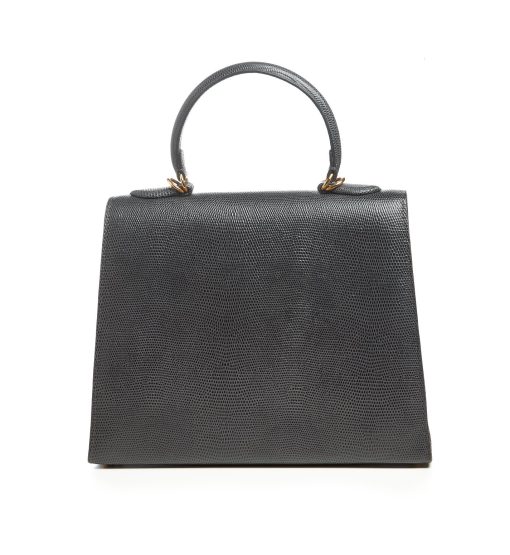 ⁦Lady Cardinal Time Keys Lizard embossed grey leather bag MTO⁩ - الصورة ⁦10⁩