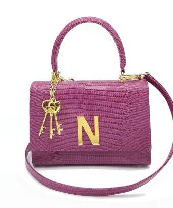 Opèra lizard-effect cyclamin leather bag MTO